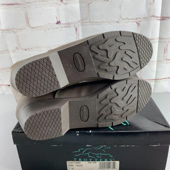 Trotters Chatham Zipper Front Rain Boots Dark Taupe 7 W Vintage - Picture 5 of 12